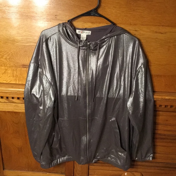 H&M Jackets & Blazers - H&M Coachella Silver Hooded Jacket